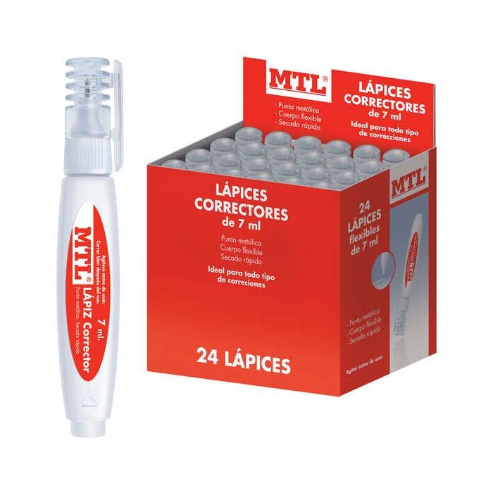 Dohe Expositor de 24 Correctores Liquidos Tipo Lapiz - Punta Metalica para Mayor Precision - Rapido Secado - Eficaz Cobertura - 7 Ml