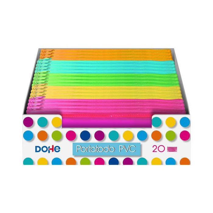 Dohe Expositor de 20 Portatodos Planos de PVC Transparente - Colores Surtidos