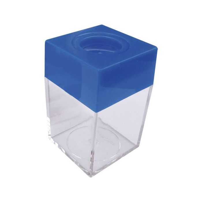 Dohe Portaclips en Plastico con Deposito Transparente - 42x42x70mm - Embocadura Imantada de Color Azul