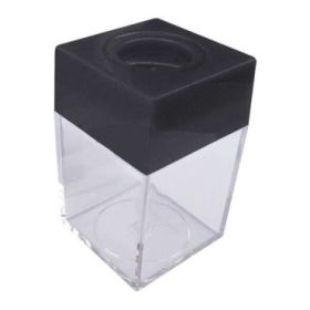 Dohe Portaclips en Plastico con Deposito Transparente - 42x42x70mm - Embocadura Imantada de Color Negro