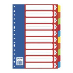 Dohe Separadores para Archivadores y Carpetas de Anillas - 180gr con Multitaladro de 16 Perforaciones - Fabricados en Cartulina Resistente - Bolsa Autoadhesiva Individual