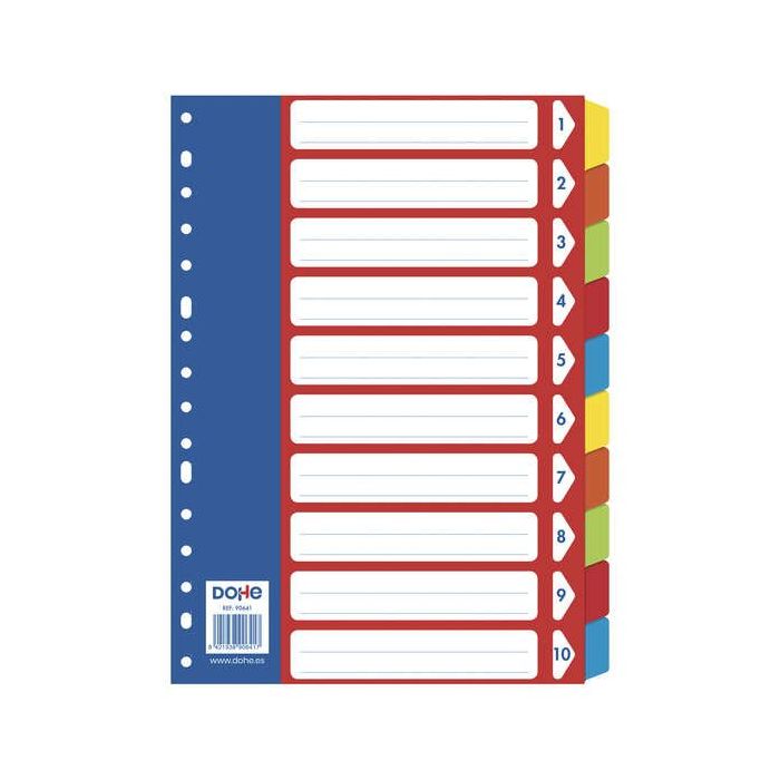 Dohe Separadores para Archivadores y Carpetas de Anillas - 180gr con Multitaladro de 16 Perforaciones - Fabricados en Cartulina Resistente - Bolsa Autoadhesiva Individual