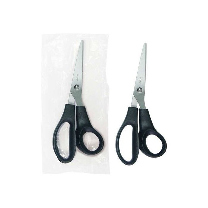 Dohe Tijera de Acero Inoxidable - Puntas Redondeadas - Mango Ergonomico de Plastico - Color Negro - en Bolsa de Plastico Individual