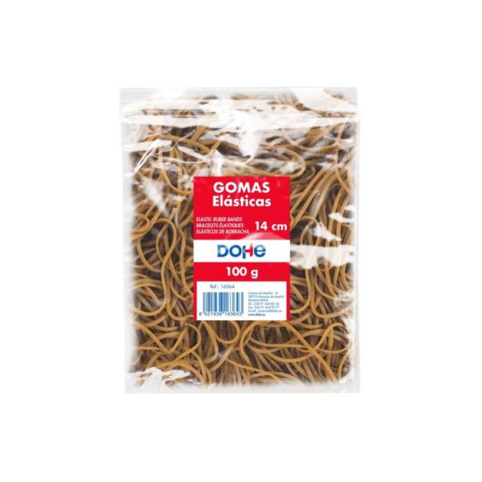 Dohe Gomas Elasticas - Longitud 14cm - Fabricadas en Latex de Gran Resistencia y Elasticidad - Bolsa de 100gr