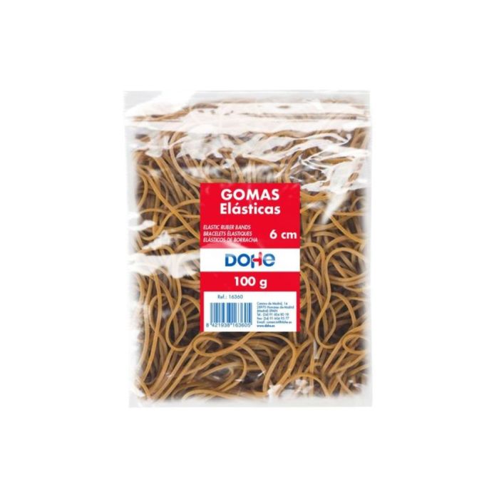 Dohe Gomas Elasticas - Longitud 6cm - Fabricadas en Latex de Gran Resistencia y Elasticidad - Bolsa de 100gr