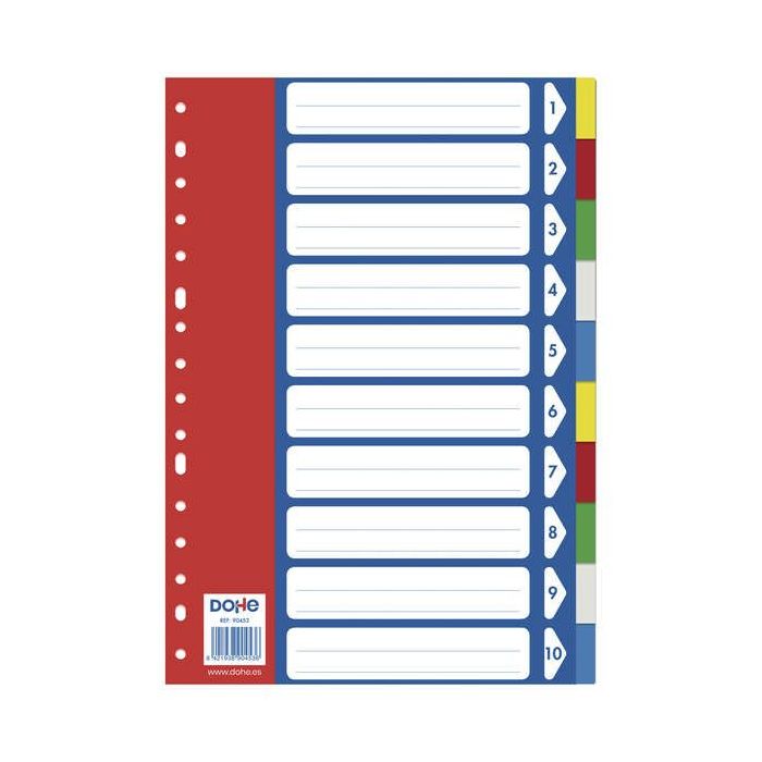 Dohe Separadores para Archivadores y Carpetas de Anillas - 120 Micras - Multitaladro de 16 Perforaciones - Bolsa Autoadhesiva Individual