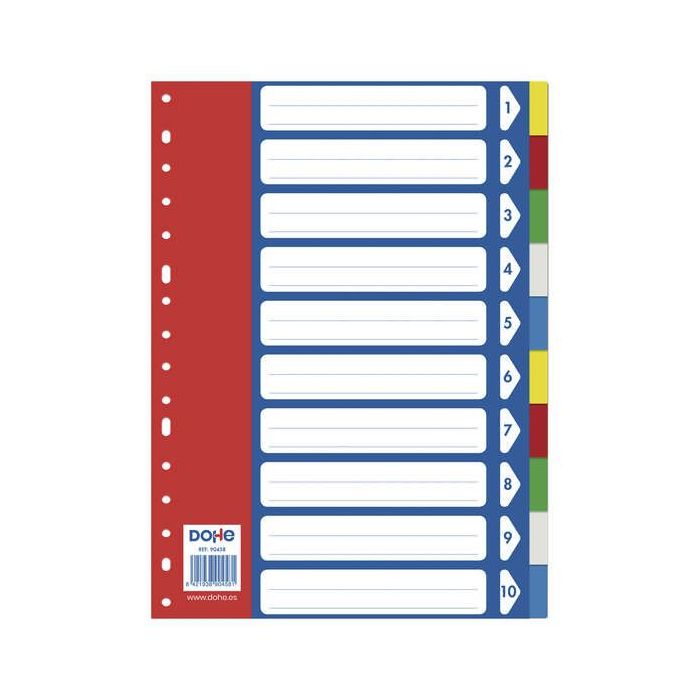 Dohe Separadores para Archivadores y Carpetas de Anillas - 120 Micras - Multitaladro de 16 Perforaciones - Bolsa Autoadhesiva Individual