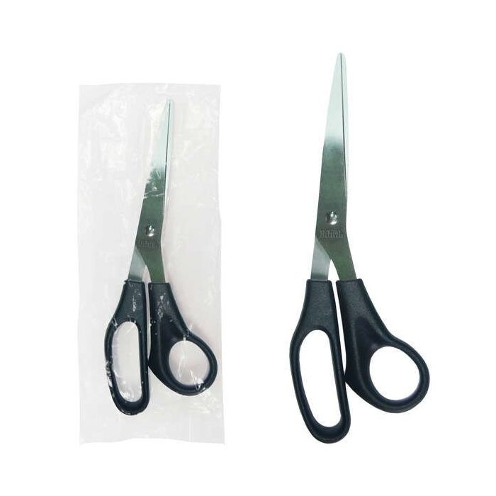 Dohe Tijera de Acero Inoxidable - Puntas Redondeadas - Mango Ergonomico de Plastico - Color Negro - en Bolsa de Plastico Individual