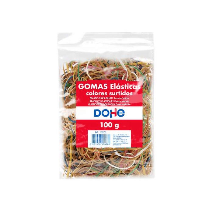Dohe Gomas de Latex - 100gr - Gran Resistencia y Elasticidad - Surtido de Colores, Tamaños y Grosores