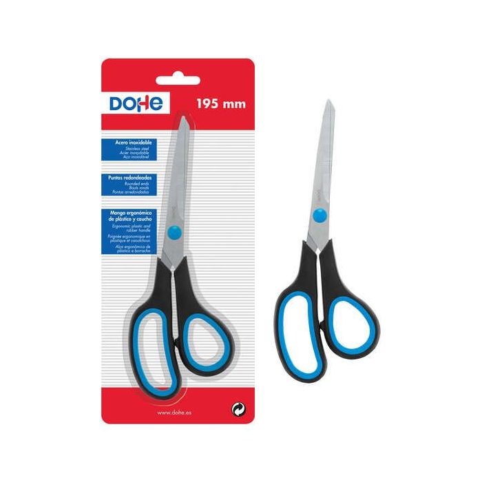 Dohe Tijeras de Acero Inoxidable - Puntas Redondeadas - Mango Ergonomico de Plastico y Caucho - Blister Individual
