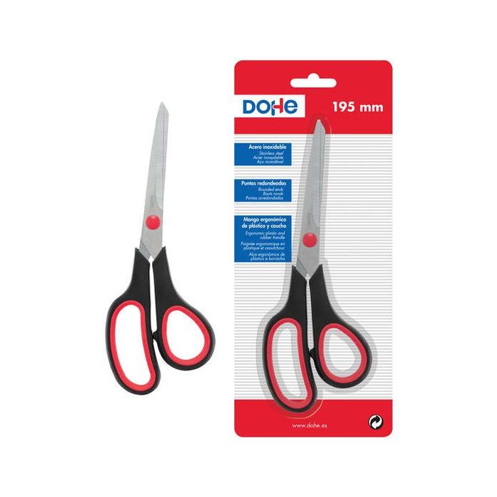 Dohe Tijeras de Acero Inoxidable - Puntas Redondeadas - Mango Ergonomico de Plastico y Caucho - Blister Individual