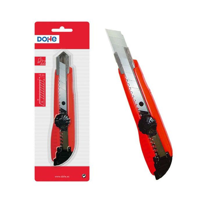 Dohe Cutter de Plastico Resistente - Cuchillas Tronzables de Acero - Sistema de Bloqueo de Alta Seguridad - Guia Metalica