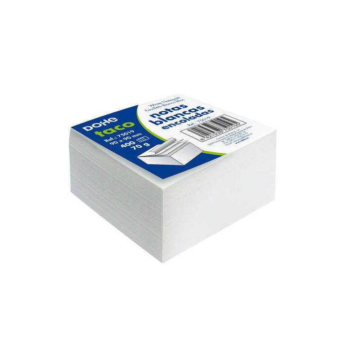 Dohe Bloque de 400 Notas de 90x90mm - Papel Blanco de 70gr - Engomado Superior