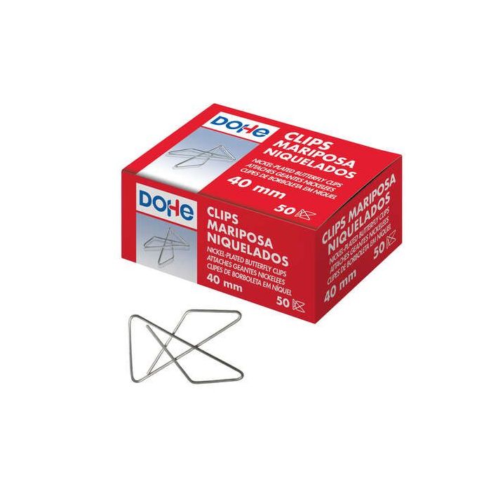 Dohe 50 Clips Mariposa de Alambre Niquelado - 10mm - Calidad Premium