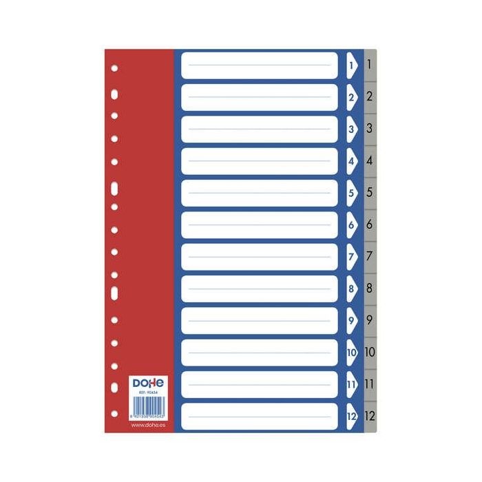 Dohe Separadores para Archivadores y Carpetas de Anillas - 120 Micras - Multitaladro de 16 Perforaciones - Bolsa Autoadhesiva Individual