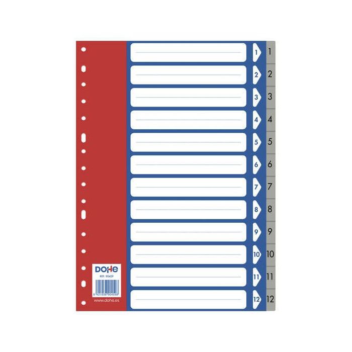 Dohe Separadores para Archivadores y Carpetas de Anillas - 120 Micras - Polipropileno Resistente - Multitaladro de 16 Perforaciones - Bolsa Autoadhesiva Individual