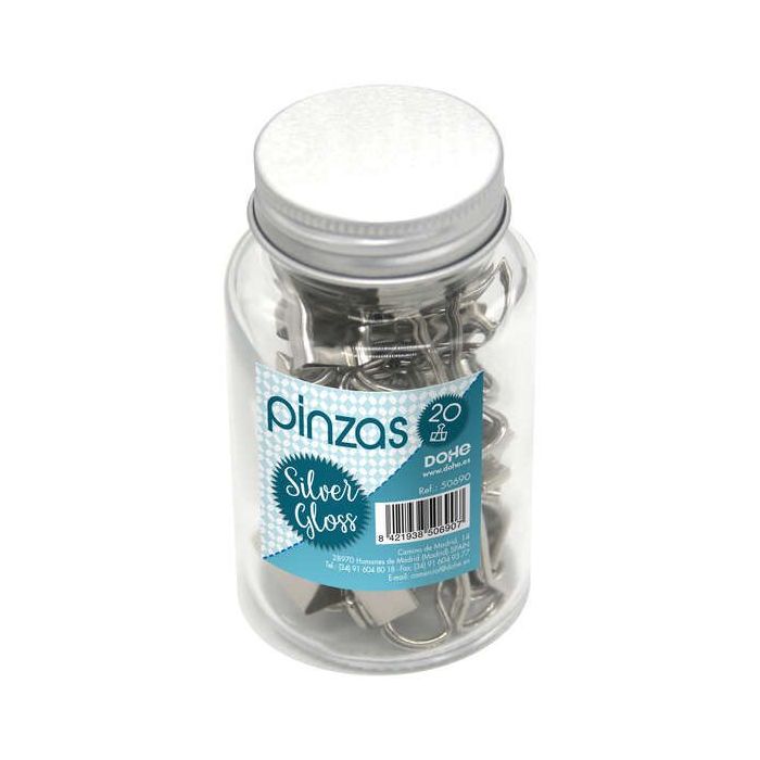 Dohe Pack de 20 Pinzas Metalicas de 19mm - Resistente y Duradero - Ideal para Organizar Documentos