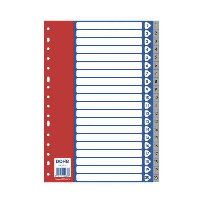 Dohe Separadores para Archivadores y Carpetas de Anillas - 120 Micras - Multitaladro de 16 Perforaciones - Bolsa Autoadhesiva Individual