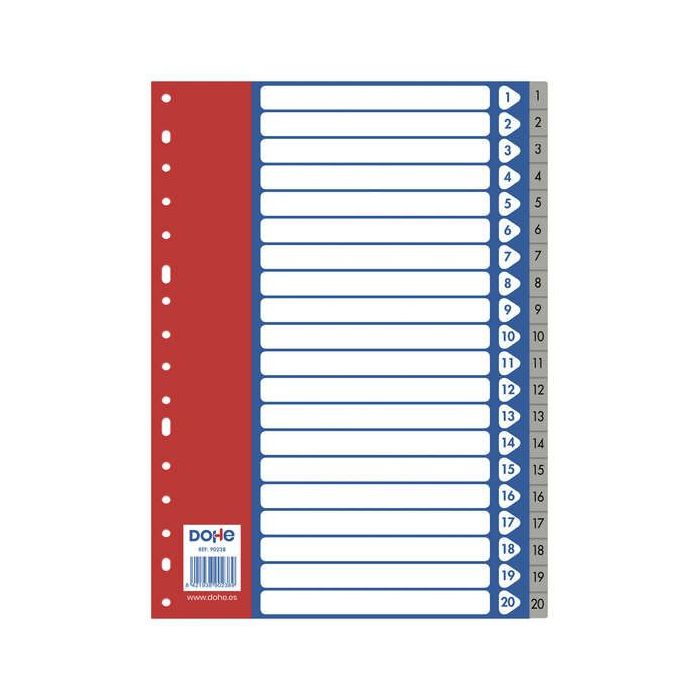 Dohe Separadores para Archivadores y Carpetas de Anillas - 120 Micras - Multitaladro de 16 Perforaciones - Bolsa Autoadhesiva Individual