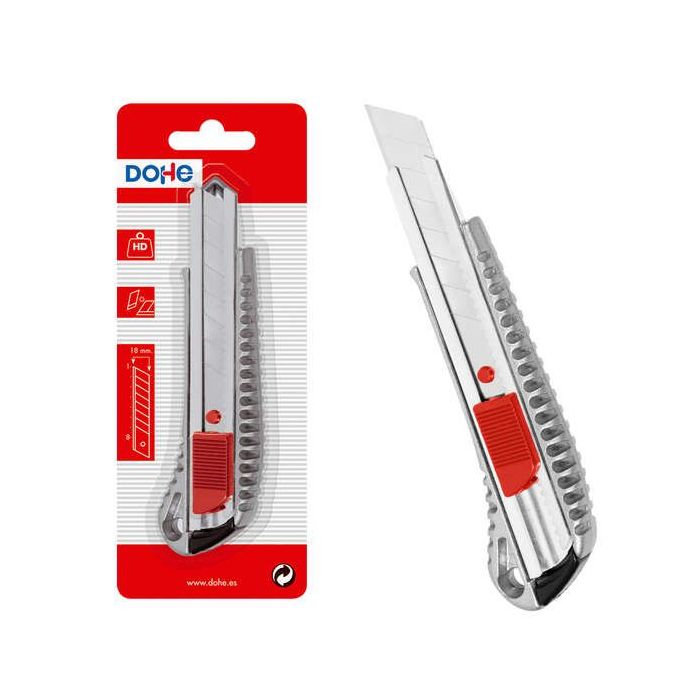 Dohe Cutter de Acero Inoxidable - Cuchillas Tronzables de Acero - Sistema de Bloqueo de Cuchilla - Blister Individual