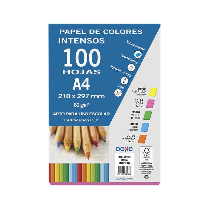 Dohe Papel Multifuncion de 80g - Apto para Fotocopiadoras, Impresoras Laser y Chorro de Tinta - Color Rosa