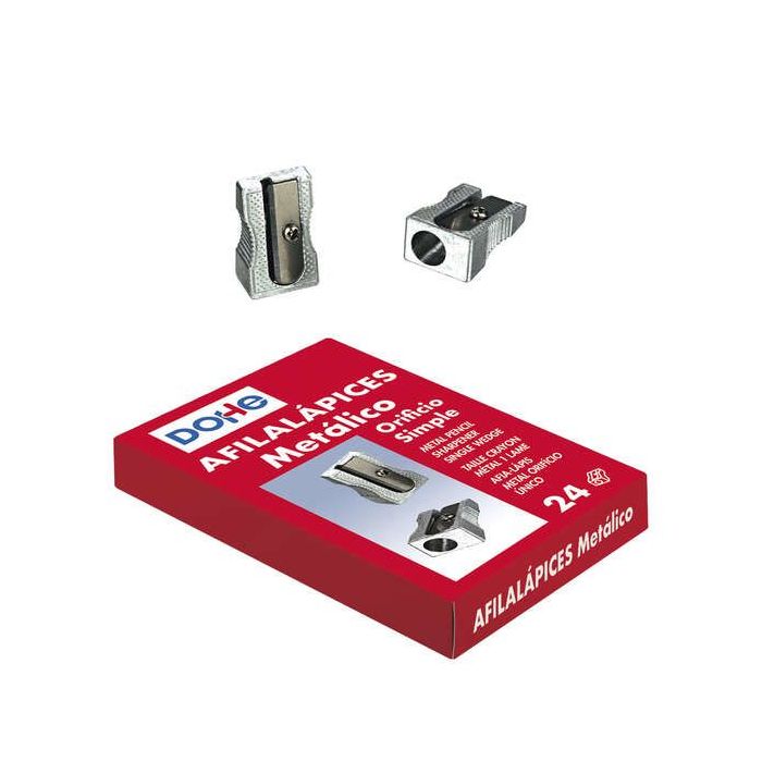 Dohe Caja de 24 Afilalapices de Metal Ligero - Forma de Cuña - Cuchilla de Acero Resistente
