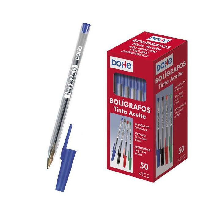 Dohe Boligrafos de Tinta a Base de Aceite - Punta de Bola de 1mm - Trazo de 0.4mm - Cuerpo Transparente y Capucha Ventilada