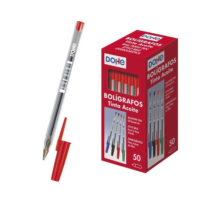 Dohe Boligrafos de Tinta a Base de Aceite - Punta de Bola de 1mm - Trazo de 0.4mm - Cuerpo Transparente y Capucha Ventilada