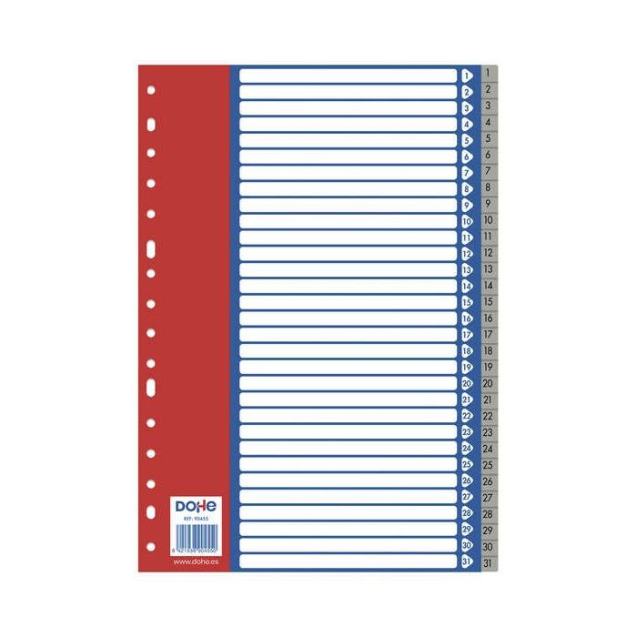 Dohe Separadores para Archivadores y Carpetas de Anillas - 120 Micras - Multitaladro de 16 Perforaciones - Bolsa Autoadhesiva Individual