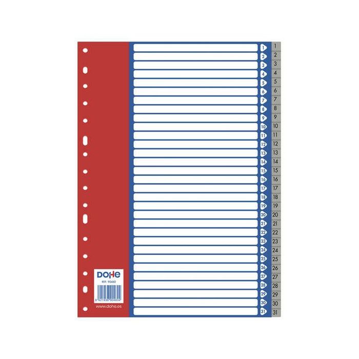 Dohe Separadores para Archivadores y Carpetas de Anillas - 120 Micras - Multitaladro de 16 Perforaciones - Bolsa Autoadhesiva Individual
