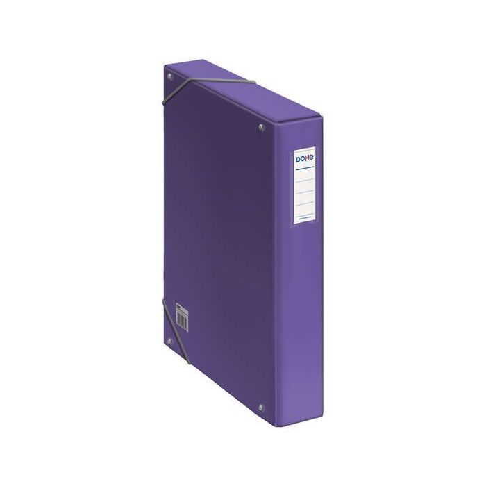 Dohe Caja de Carton Forrado con Papel Impreso y Plastificado - Tarjetero con Etiqueta en el Lomo - Sistema de Cierre con Gomas Elasticas