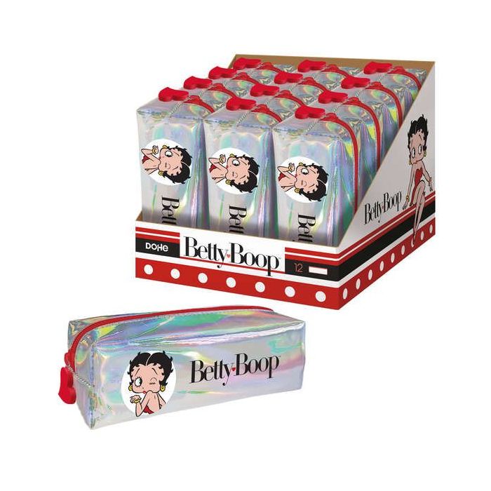 Dohe Expositor de 12 Portadodos Cuadrados Brillantes de Betty Boop - 200mm - Material Flexible y Resistente - Cierre con Cremallera de Color