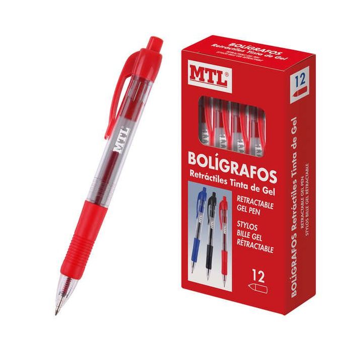 Dohe Boligrafos Retractiles de Tinta de Gel Permanente - Punta Bola de 0.7mm - Resistente al Agua - Cuerpo de Plastico - Grip de Caucho - Trazo de 0.4mm