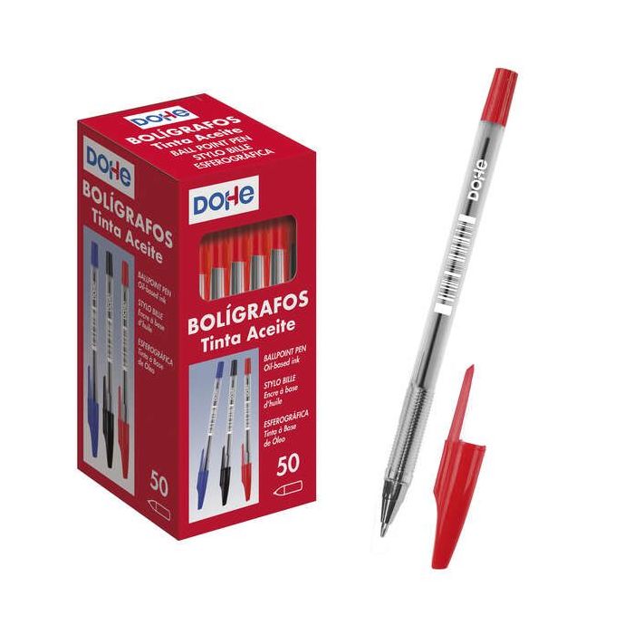 Dohe Boligrafos de Tinta a Base de Aceite - Punta de Bola Metalica de 1mm - Trazo de 0.4mm - Cuerpo Transparente y Capucha Ventilada