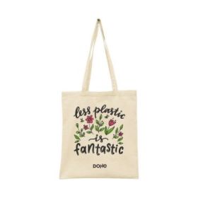Dohe Totebag de Algodon Reciclado y Organico - 220gr - Asas Largas - Sostenible y Respetuoso con el Medio Ambiente - Espacioso y Manejable