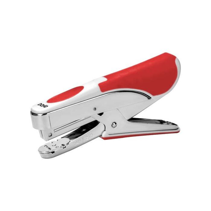Dohe grapadora Tipo Tenaza - Fabricada en Acero Cromado y Plastico Rojo - Carga Superior - Capacidad de Grapado 20 Hojas - Admite 150 grapas de 22/6, 24/6 y 26/6