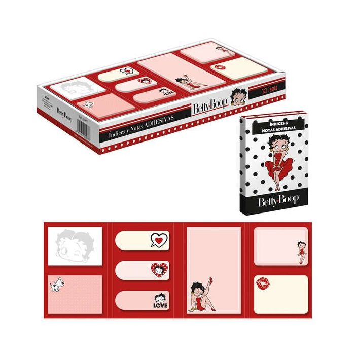 Dohe Expositor de Indices y Notas Adhesivas de Betty Boop - Set de 10 - Preimpresas a Todo Color - Potente Adhesivo - Ideal para Señalizaciones y Clasificaciones - Set de 8 Blocs de 20 Hojas