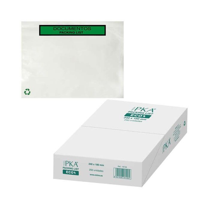 Dohe Caja de 250 Sobres Autoadhesivos Ecologicos - para Envio de Documentos - Packing List Especial Envios