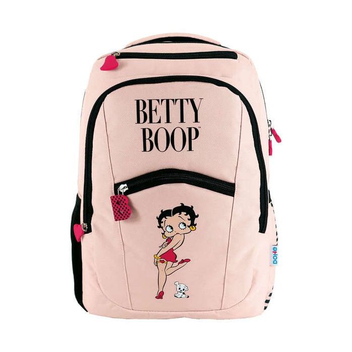 Dohe Mochila Grande de Betty Boop - Fabricada en Poliester - Compartimento Acolchado para Portatil - Bolsillos Delanteros y Laterales - Tirantes Reforzados y Ajustables - Espalda Acolchada