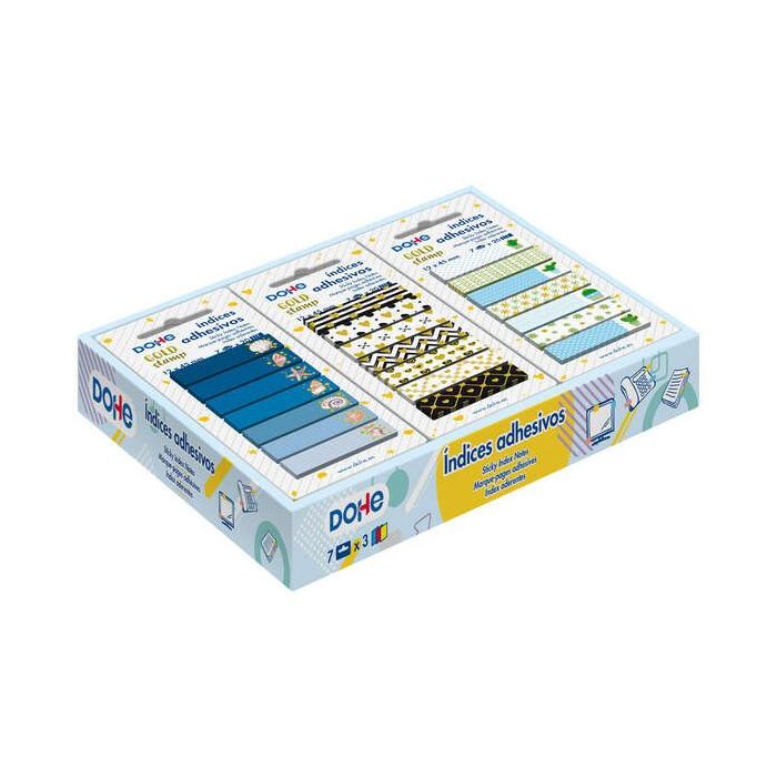 Dohe Caja Expositora de 21 Indices Adhesivos Preimpresos - 12x45mm - Motivos Estampados en Oro