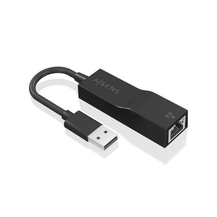 Aisens Conversor USB 3.0 a Ethernet Gigabit 10/100/1000 Mbps - 15cm - Color Negro
