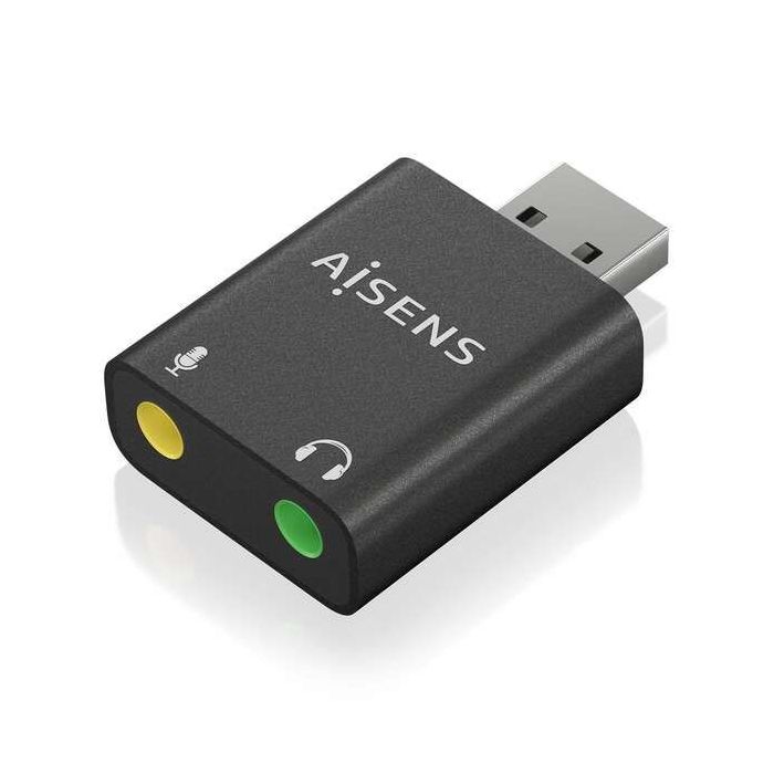 Aisens Conversor USB-A a Audio 48KHz - USB-A/M-2xJACK 3.5/H - Color Negro