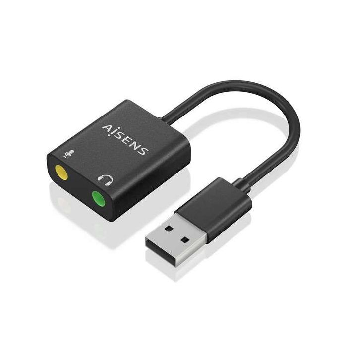 Aisens Conversor USB-A a Audio 48KHz - USB-A/M-2xJACK 3.5/H - 10cm - Color Negro