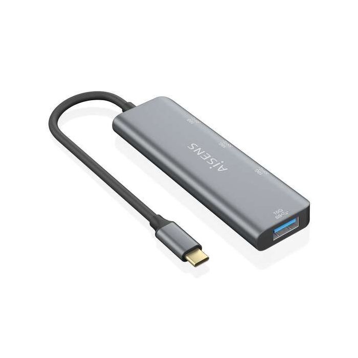 Aisens Hub USB 3.2 GEN2 10G USB-C - USB-C/M-1xUSB-C/H-3xUSB-A/H - 15cm - Color Gris