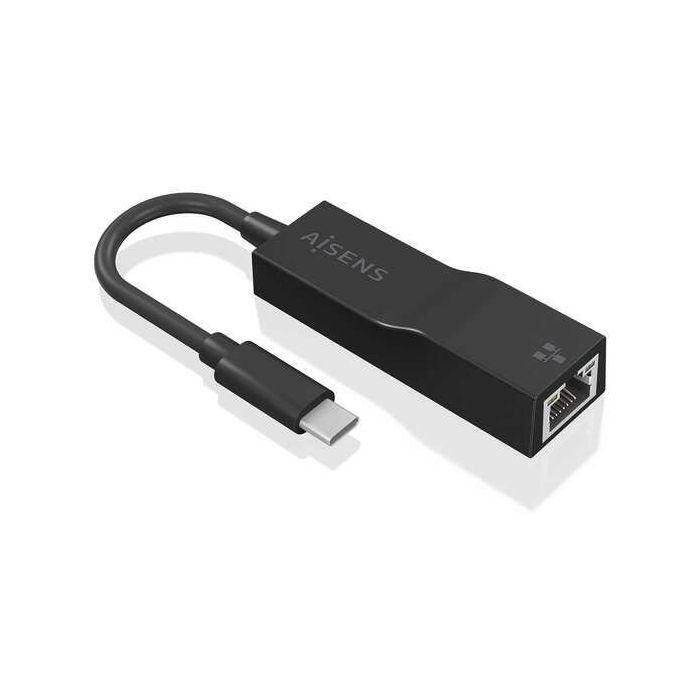 Aisens Conversor USB3.1 GEN1 USB-C a Ethernet Gigabit 10/100/1000 Mbps - 11cm - Color Negro