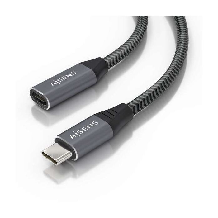 Aisens Cable USB 3.2 GEN2x2 Aluminio 20Gbps 8K@30Hz 5A 100W - Tipo USB-C/M-USB-C/H - 1.5m - Color Gris