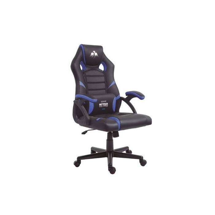 Cromad Serie Nitro Silla Gaming - Altura Regulable con Piston de Gas Clase 2 - Cojin Lumbar - Color Negro/Azul