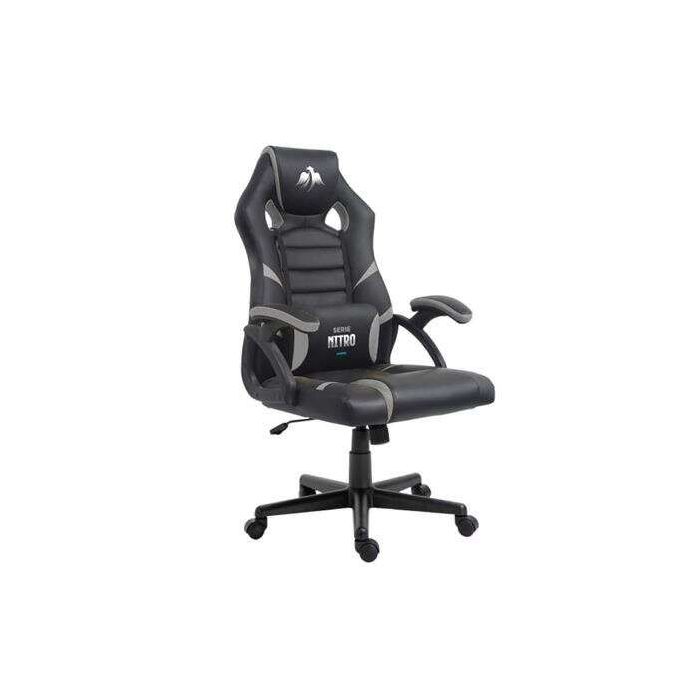 Cromad Serie Nitro Silla Gaming - Altura Regulable con Piston de Gas Clase 2 - Cojin Lumbar - Color Negro/Gris