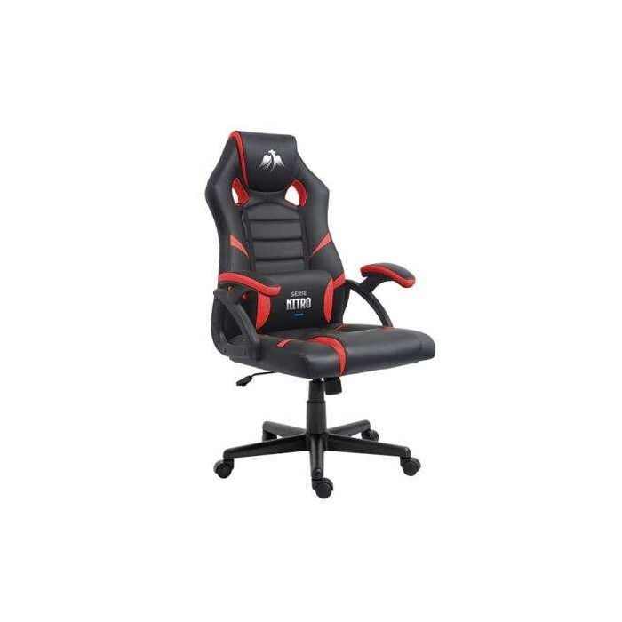 Cromad Serie Nitro Silla Gaming - Altura Regulable con Piston de Gas Clase 2 - Cojin Lumbar - Color Negro/Rojo