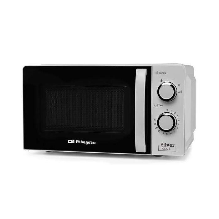 Orbegozo Mi 2118 Microondas - Capacidad 20L - Potencia 700W - 6 Niveles de Potencia - Temporizador 30min - Color Plata
